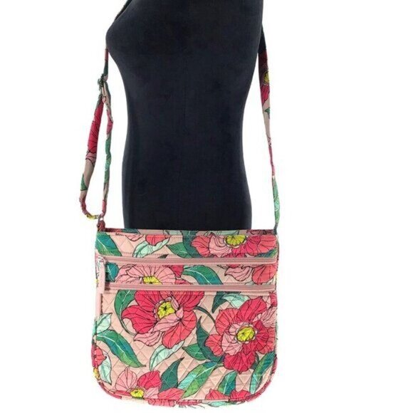 Vera Bradley Triple Zip Crossbody Hipster Retired Print Vintage Floral Pink - Picture 3 of 5